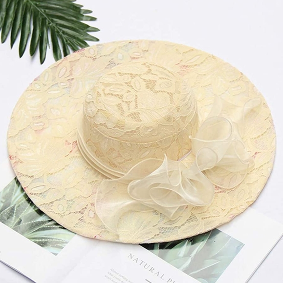 Classic Sophisticated Wide Brim Floppy Hat Wedding Bride Kentucky Derby Summer - Picture 2 of 2